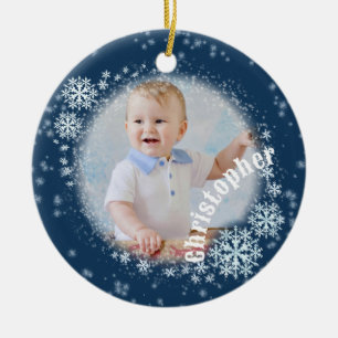 Flacons de neige brillants Ornement rond bleu