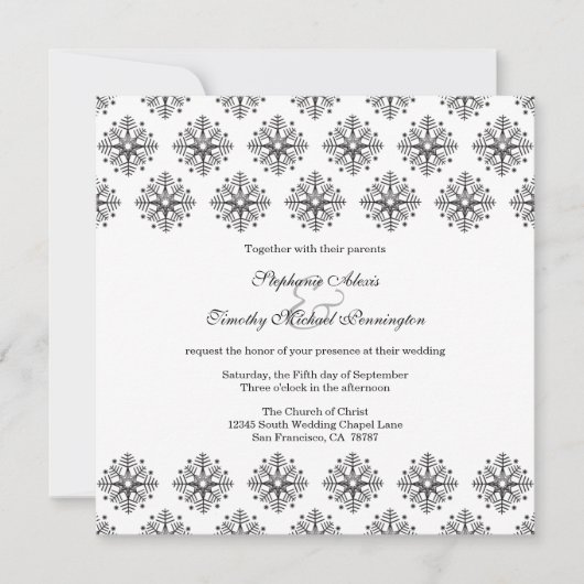 Flacons de neige noirs + blancs invitation de mari (Devant)
