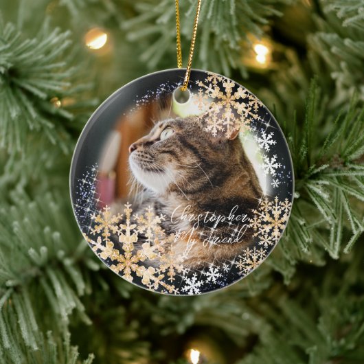 Flacons de neige scintillants Photo Ornement noir (Arbre)