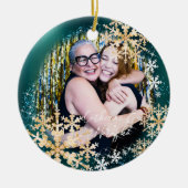 Flacons de neige scintillants Photo Ornement vert (Devant)