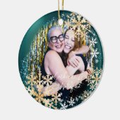 Flacons de neige scintillants Photo Ornement vert (Gauche)