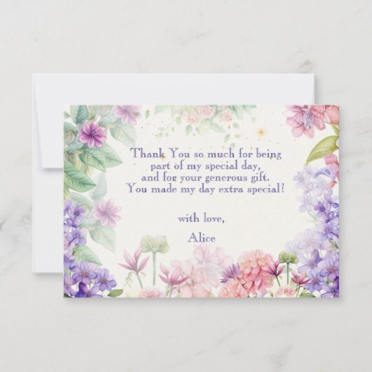 Fladder en dwarrel Elfentuin waterverf verjaardag Bedankkaart (Voorkant)