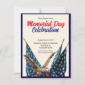 Flag and Eagle Patriotic Memorial Day Party Kaart (Voorkant)