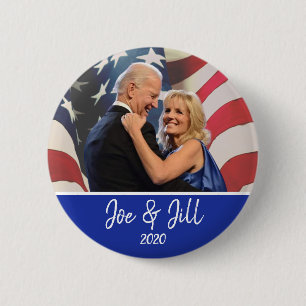 Flag Background Joe & Jill Biden President 2020 Ronde Button 5,7 Cm