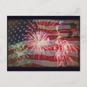 Flag en vuurwerk terugzetten briefkaart