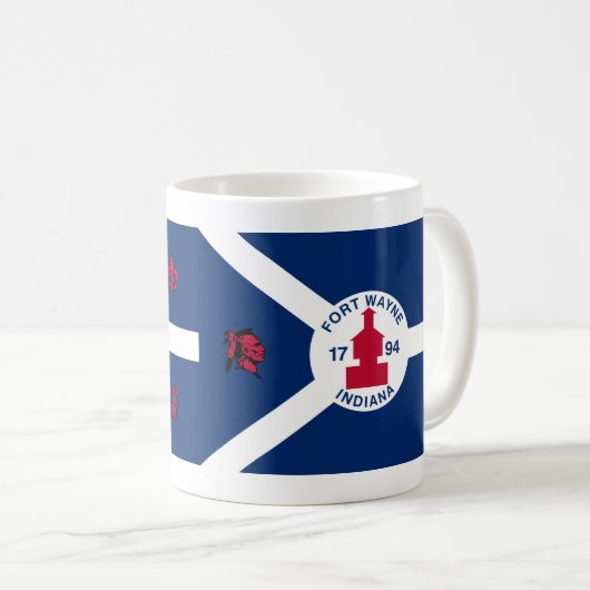 Flag Fort Wayne, Indiana Coffee Mok (Voorkant rechts)