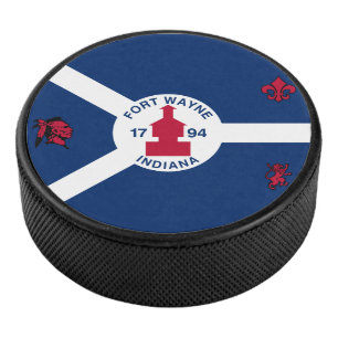 Flag Fort Wayne, Indiana Hockey Puck