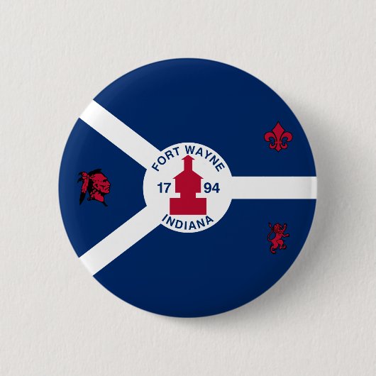 Flag Fort Wayne, Indiana Pinback Button (Voorkant)