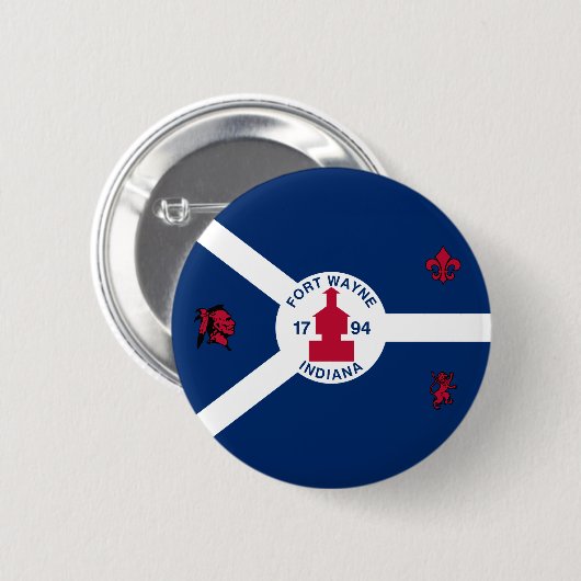 Flag Fort Wayne, Indiana Pinback Button (Voorkant /achterkant)