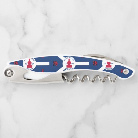 Flag Fort Wayne, Indiana Waiter's Corkscrew Kurkentrekker (Voorkant)