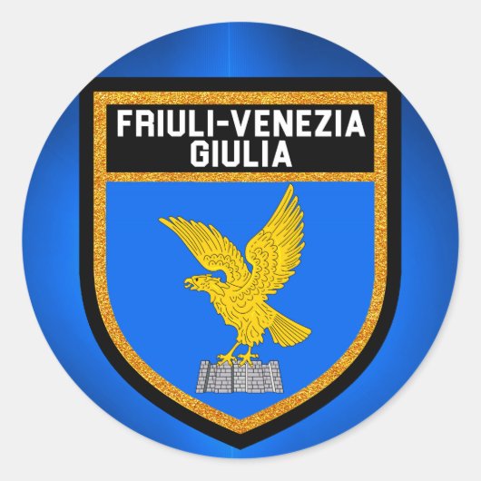 Flag Friuli-Venezia Giulia Ronde Sticker (Voorkant)