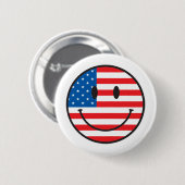 Flag Happy Face van de Verenigde Staten Ronde Button 5,7 Cm (Voorkant /achterkant)