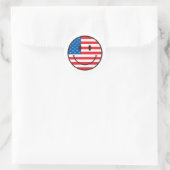 Flag Happy Face van de Verenigde Staten Ronde Sticker (Tas)