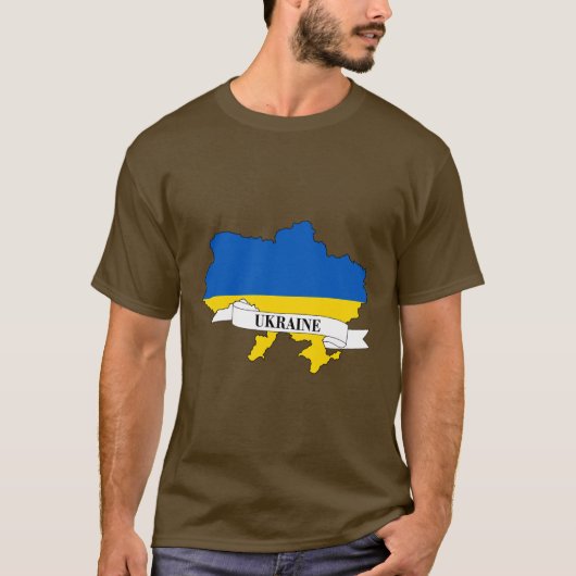Flag map of Ukraine T-shirt (Voorkant)