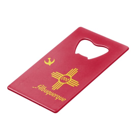 Flag of Albuquerque, New Mexico Credit Card Bottle Kredietkaart Flessenopener (Voorkant Gekanteld)