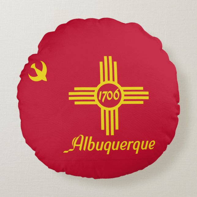 Flag of Albuquerque, New Mexico Round Pillow Rond Kussen (Voorkant)