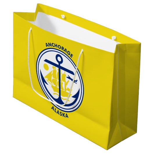Flag of Anchorage, Alaska Large Gift Bag Groot Cadeauzakje (Voorkant Gekanteld)