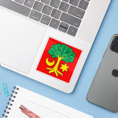 Flag of Erlach, Switzerland Sticker (Laptop met iPhone)