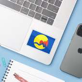 Flag of Grand Rapids, Michigan, USA Sticker (Laptop met iPhone)