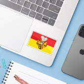 Flag of Hanau, Germany Sticker (Laptop met iPhone)