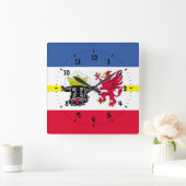 Flag of Mecklenburg Square Wall Clock Vierkante Klok (Huis)