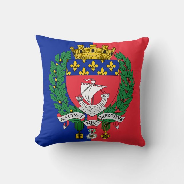 Flag of Paris, France Throw Pillow Kussen (Voorkant)