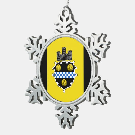 Flag of Pittsburgh, Pennsylvania Snowflake Pewter Tin Sneeuwvlok Ornament (Rechts)