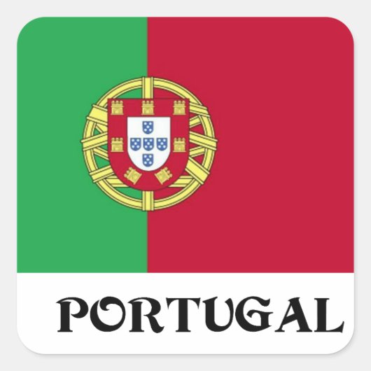 Flag of Portugal Vierkante Sticker (Voorkant)
