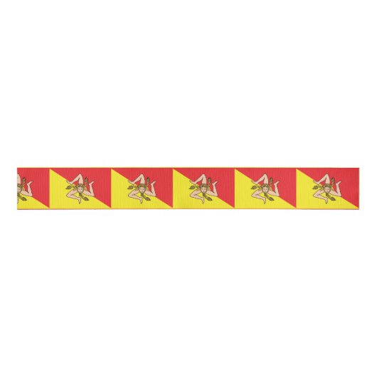 Flag of Sicily Trinacria Yellow & Red Grosgrain Lint (Voorkant)