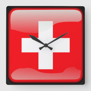 Flag of Switzerland Vierkante Klok