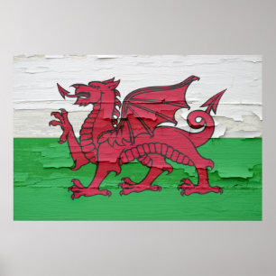 Flag of Wales Weathered Paint Poster