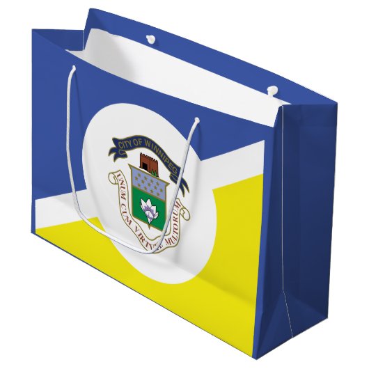 Flag of Winnipeg, Manitoba Large Gift Bag Groot Cadeauzakje (Voorkant Gekanteld)