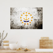 Flag op Black Grunge Rhode Island Poster (Keuken)