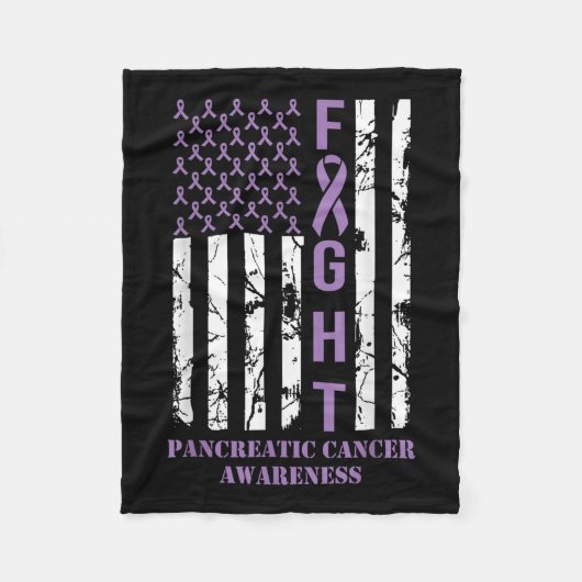 Flag Paarse lintondersteuning pancreaskanker Fleece Deken (Voorkant)