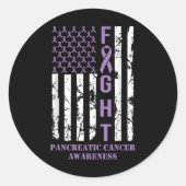 Flag Paarse lintondersteuning pancreaskanker Ronde Sticker (Voorkant)