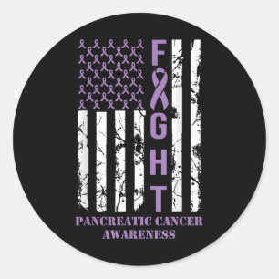 Flag Paarse lintondersteuning pancreaskanker Ronde Sticker
