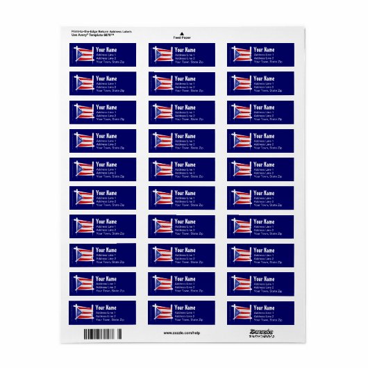 Flag Puerto Rico Brush Etiket (Full Sheet)