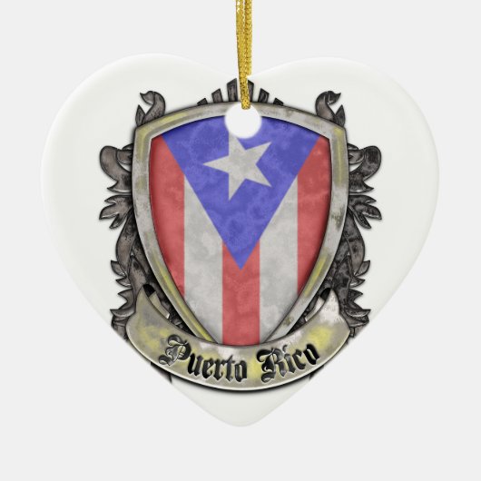 Flag Puerto Rico - Shield Crest Keramisch Ornament (Voorkant)