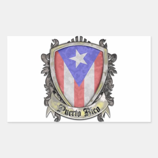 Flag Puerto Rico - Shield Crest Rechthoekige Sticker (Voorkant)