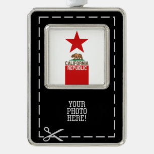 Flag Red Star Design van de staat KLIFORNIË Verzilverd Kader Ornament