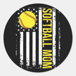 Flag Softbal Team Softbal Moeder Moederdag Vrouwen Ronde Sticker