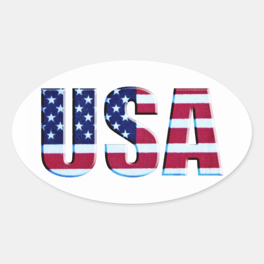 Flag USA Letters Ovale Sticker (Voorkant)