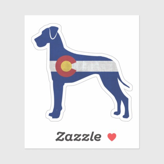 Flag van Dane Dog Silhouette Colorado Sticker (Vel)