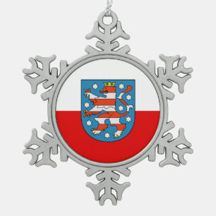 Flag van Thuringia Snowflake Pewter Christmas Orna Tin Sneeuwvlok Ornament