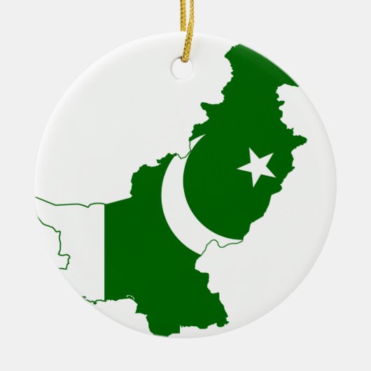 Flag voor Pakistan Map Keramisch Ornament (Voorkant)