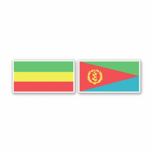 Flaggen in Ethiopië en Eritrea Sticker (Voorkant)
