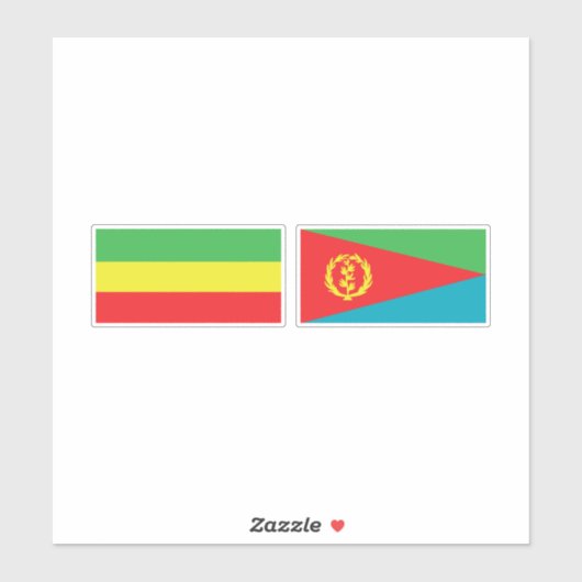 Flaggen in Ethiopië en Eritrea Sticker (Vel)