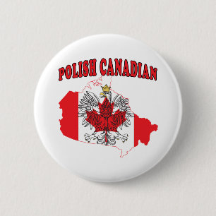 Flagkaart voor Canada in Polen Ronde Button 5,7 Cm