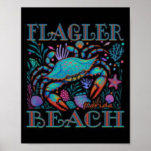 Flagler Beach Florida Blauwe Krab Zomer Strand Vak Poster