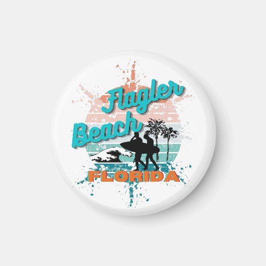 Flagler Beach Florida  Retro Sunset Magneet (Voorkant)